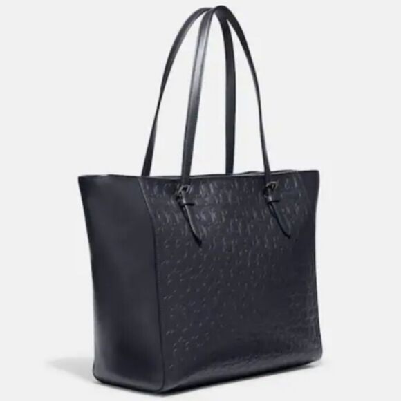 Coach RETAIL Signature C embossed turnlock tote In Midnight With Silver Hardware - Picture 4 of 11